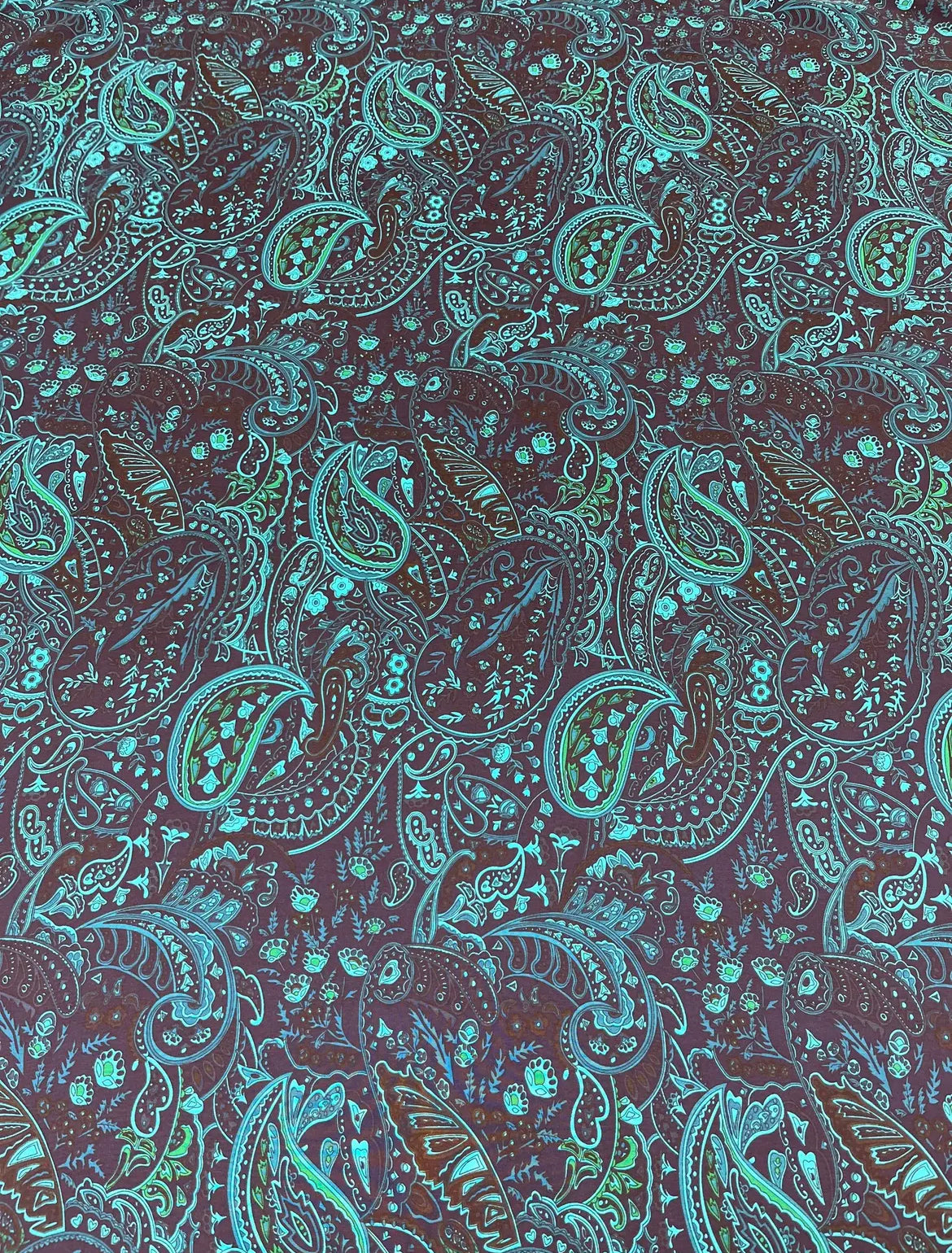 45x45 Wild Rag navy/teal paisley Peachskin